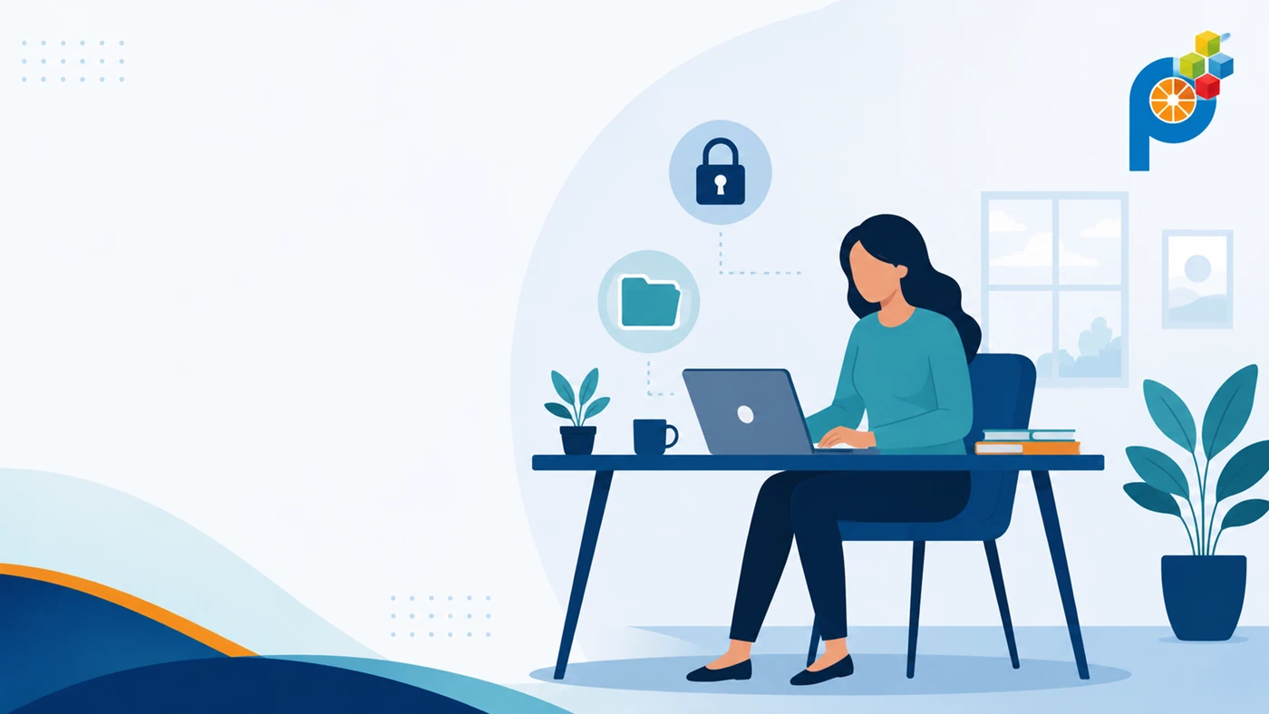 Remote worker at a computer graphic Remote worker at a computer graphic